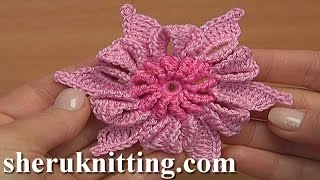 Crochet 3D Double Colored Folded Petal Flower / Irish Lace