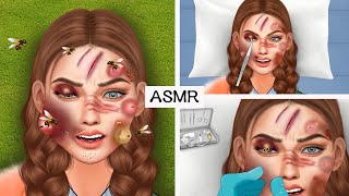 ASMR bee sting and the best treatment, remove large sebum the girl's face | 현실적인 페이셜 케어 트리트먼트 애니메이션