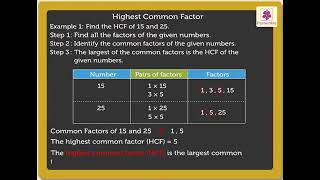 Highest Common Factor HCF Mathematics Grade 4 Periwinkle
