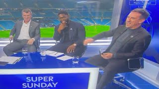 Gary Neville jokes about Man City's FFP charges as Micah Richards unimpressed