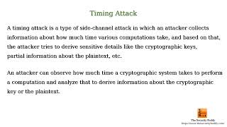 What is a timing attack?