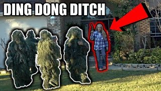 DING DONG DITCH IN GHILLIE SUITS PRANK!! (what happened will blow your mind)