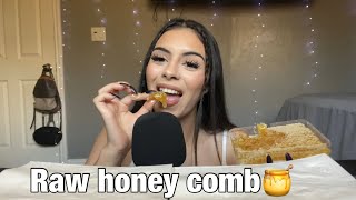 Asmr|| Trying Raw Honeycomb for the first time🍯 (sticky sounds, eating sounds, upclose whispers)