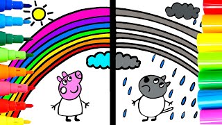 Dibujo de Peppa Pig VS Danny Dog y los ARCOIRIS 🌈⛈ Dibujos para niños