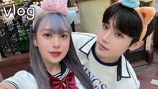 롯데월드 교복 데이트..?😆✨💗 솔로지옥 나왔던 남사친이랑 놀이공원 브이로그 (SUB)  Lotte World Uniform Date Vlog