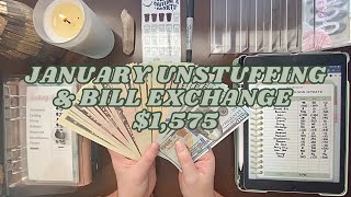 January Unstuffing + Bill Exchange | $8,500+ in Sinking Funds \u0026 Savings | Cash Envelope Condensing