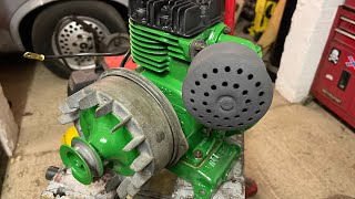 Villiers Mk12 hs stationary engine with reduction gearbox project bright green part 5