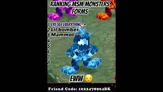 Ranking msm monsters Forms  credit @Evolayersen #mysingingmonsters #shorts