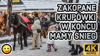 🔴Zakopane Krupówki, jest BIAŁO, zmieńcie opony na ZIMOWE☃️! 4K❗2024.11.22 ASMR