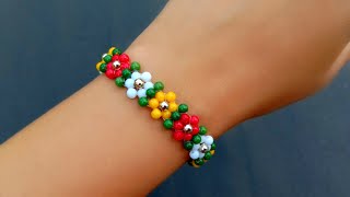 How To Make//Simple & Cute Beaded Flower Bracelet// Useful & Easy