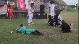 (St.Kitts)Monkeyhill Bull Troupe performing at the Emancipation Day Festival at Brimstone Hill 2023