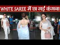 Kangana Ranaut Looks Like A Dream In Classy White Saree At Airport Filmibeat