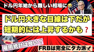 【ドル円FX最新予想】ドル円FRBの発言によりドル高円安方向に！！中長期的にはドル安円高方向に進むと予想するが短期的には円安方向に進みそう？？米国の雇用統計も良い可能性が高い？？