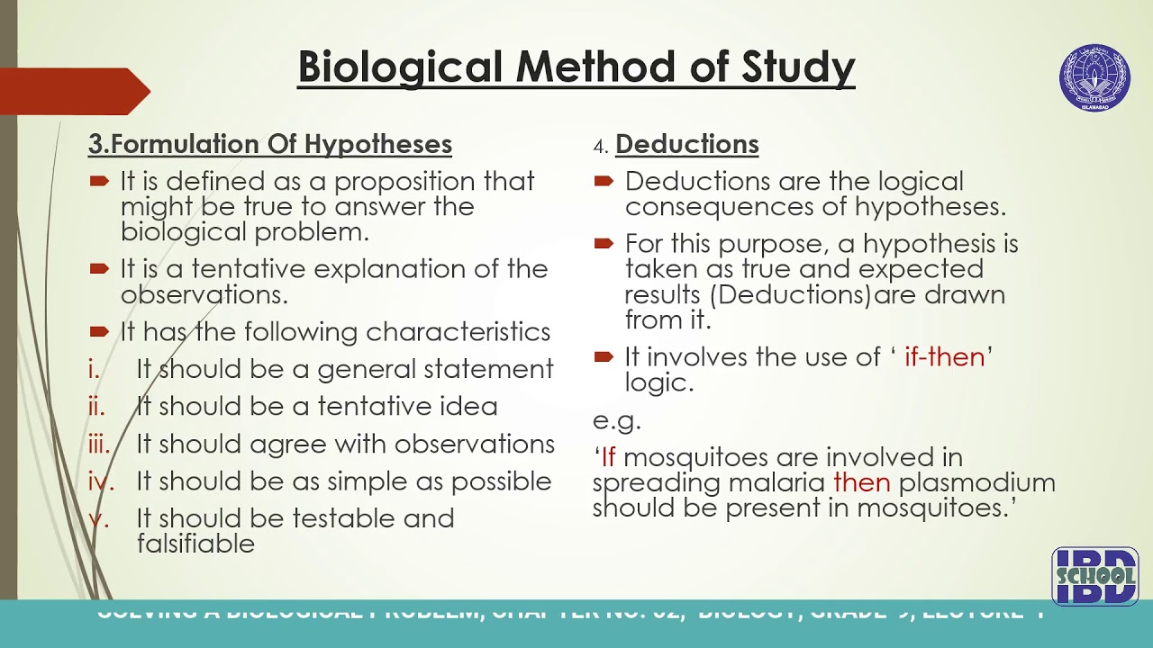 SOLVING A BIOLOGICAL PROBLEM, CHAPTER NO 02, BIOLOGY, GRADE 9, LECTURE ...