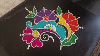 रोज दारात काढायला साधी सोपी सुंदर रांगोळी/latest simple free hand rangoli design/colours of Rangoli