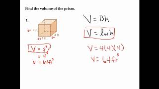 Section 9.4 Volume of Prisms (video lesson)