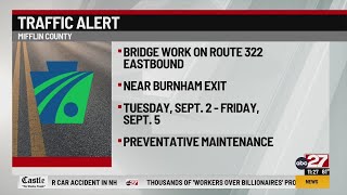 Bridge work to close lane on Route 322 this week