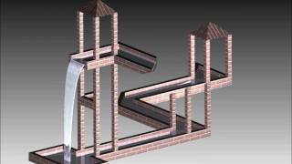 Optical illusion waterfall inspired by MC Escher 3D model render