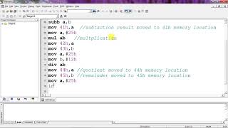 Assembly language programming- 8051 arithmetic operations using Keil