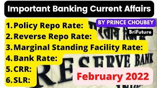 Repo Rate | Reverse Repo Rate | Bank Rate | CRR | SLR | Marginal Standing Facility Rate | RBI | MPC