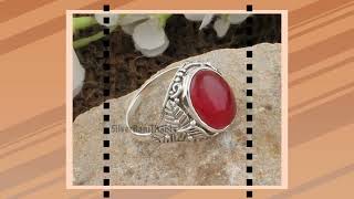 Pink Jade Oval Shape Gemstone Silver Ring | 925 Sterling Solid Carved Leaves Silver Ring | Handma...