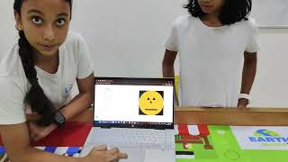 Shyla and Adhya explaining about the Halloween 🎃 project in python turtle 🐢