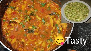 Healthy Lima Beans/Surti papdi Curry|Avarekalu Gojju|Lima beans potato Curry |Side dish for Chapathi