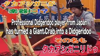 「Giant Crab Didgeridoo」Japanese Didgeridoo player  has turned a spider crab into a didgeridoo