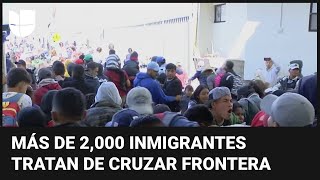 Cientos de migrantes tratan de cruzar a la fuerza el puente internacional Paso del Norte