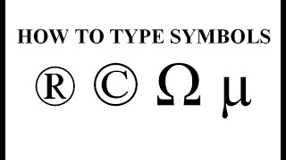 Learn how to type Symbols using the Keyboard Shortcuts ALT+ 3 Digit Code To get Symbols like ® © Ω µ