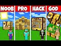 Minecraft Battle: NOOB vs PRO vs HACKER vs GOD! CRAFTING HOUSE BASE BUILD CHALLENGE in Minecraft