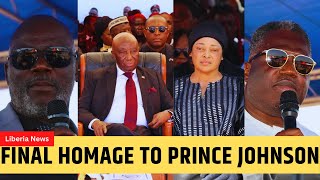 Liberian officials paid their respects to Senator Prince Johnson at his funeral.