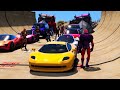 Spiderman team vs RedHulk team SportCars Ferrari Police Lamborghini Porsche 922 Ramp Challnege GTA 5