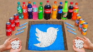 Twitter LOGO from Balloons with Coca Cola, Mentos and Popular Sodas