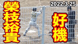 阪神タイガース榮枝裕貴のバッティング　チャンスの場面【2022年3月25日 対中日ドラゴンズ プロ野球 2軍ファーム戦 ウエスタンリーグ ナゴヤ球場】