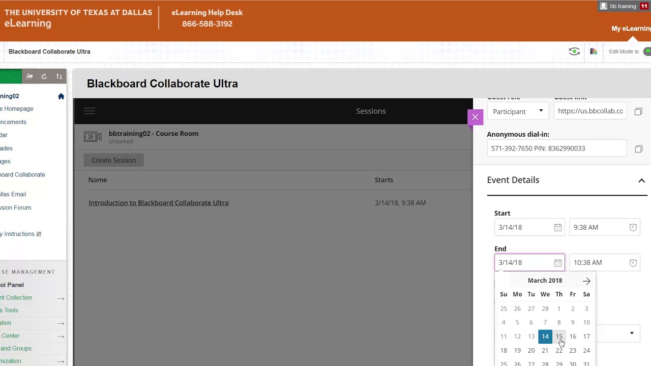 Blackboard Collaborate Ultra Create Session - YouTube