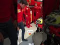 ferrari s hot mechanic pranking charles leclerc u0026 carlos sainz