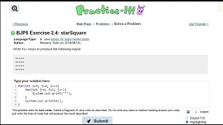 Java Practice It || 2.4 starSquare || nested for loops