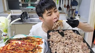 꽃돼지 진짜배고픔 새벽 야식 차돌박이 파김치 배추김치 초대박 스피드 한식먹방[korean food]mukbang Eating show 吃播