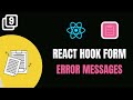 #9 REACT HOOK FORM 📝 - ERROR MESSAGES 🚀 | #codewithaswin #yt #reactjs #forms #reacthookform #error