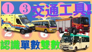 🚉香港交通工具🚑認單數和雙數🚍|奇數和偶數🥇|遊戲學習🙋|數數|🎈幼兒數學|🚕快速掌握🚃|Learning odd and even number|廣東話、粵語