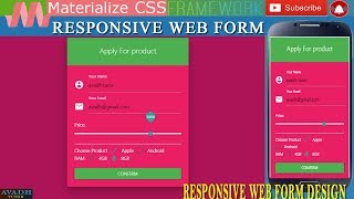 responsive form design in materialize css || responsive web form || materialize css tutorial