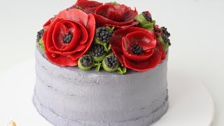 Cake with poppies for Valentine's Day or Mother's Day