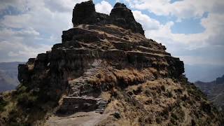 An Incan sanctuary Waqrapukara, meaning \