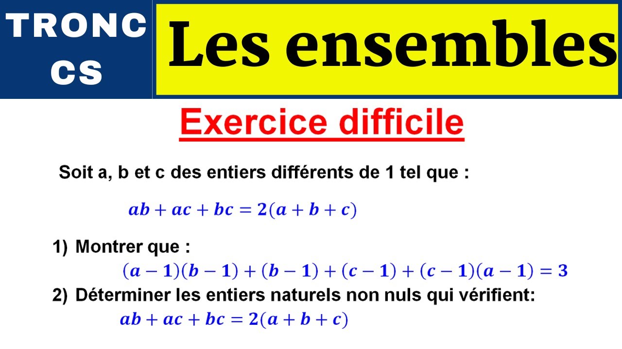 Maths Tronc Commun Science :Les Ensembles Exercices Corrigés Partie-7 ...