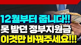 12월부터 줍니다!! 못 받던 정부지원금 이것만 바꿔주세요!!!