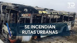 Se incendian siete camiones de ruta urbana en García, Nuevo León