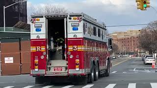 FDNY RESCUE 3 TAKING UP FROM A CALL NEAR INTERVALE AVENUE IN FOX HURST AREA OF THE BRONX, NEW YORK.