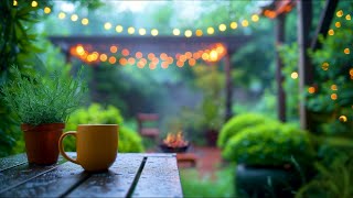 Fresh summer eve after rain near the campfire with night bugs sound - Summer Garden Ambience