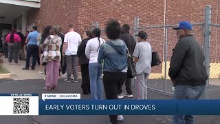 Early voting begins in Oklahoma, people line up to cast their ballots